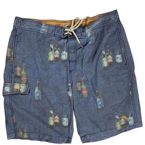 Tommy Bahama Relax Men's Size L Swim Trunks Blue Beer Print Casual Pool Beach